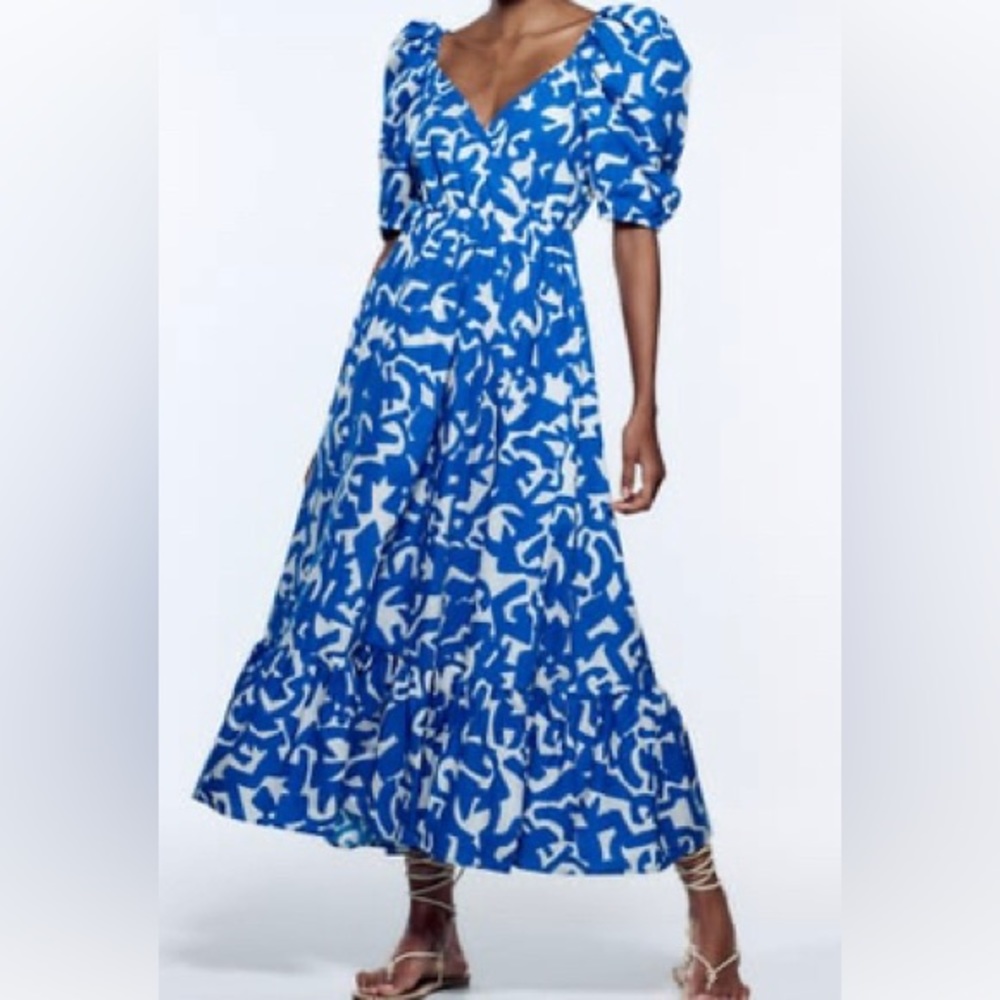 Zara PRINTED POPLIN DRESS, Size XS